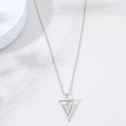 Sterling Silver Open Triangle Geometric Pendant Necklace for Women
