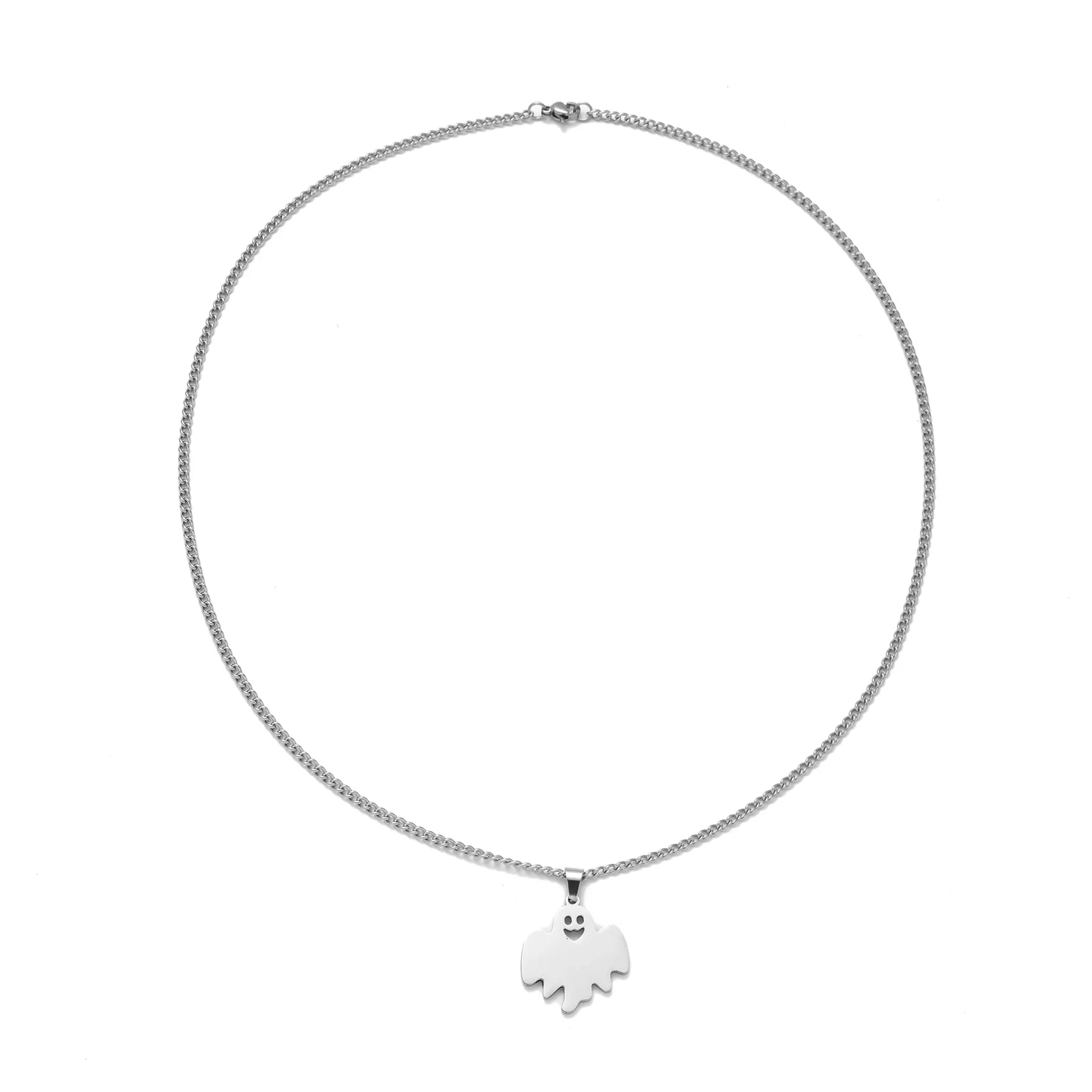 Sterling Silver Cute Ghost Pendant Necklace for Women