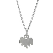 Sterling Silver Cute Ghost Pendant Necklace for Women
