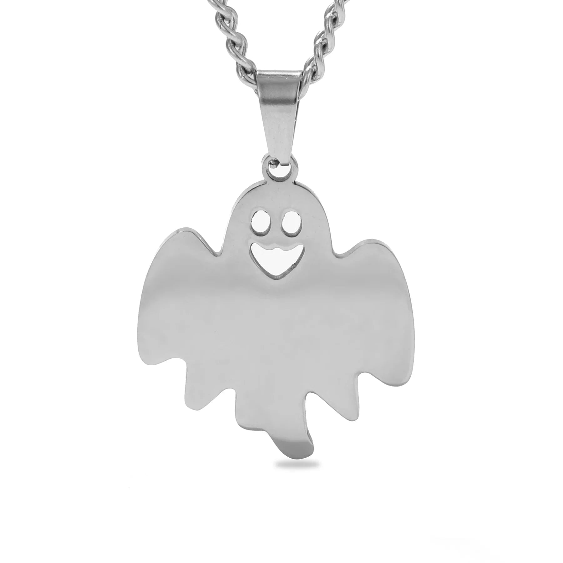Sterling Silver Cute Ghost Pendant Necklace for Women