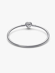 Sterling Silver Bangle Bracelet with Heart Clasp