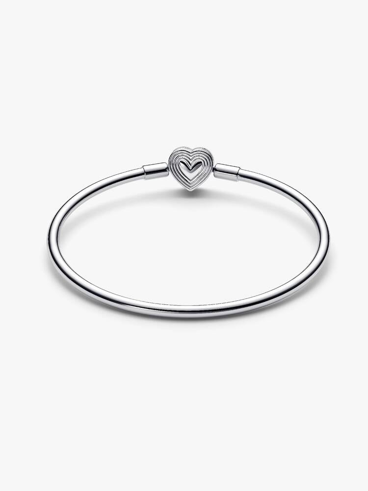 Carave Paris Silver Layered Heart Bangle Bracelet