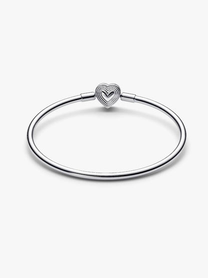 Carave Paris Silver Layered Heart Bangle Bracelet