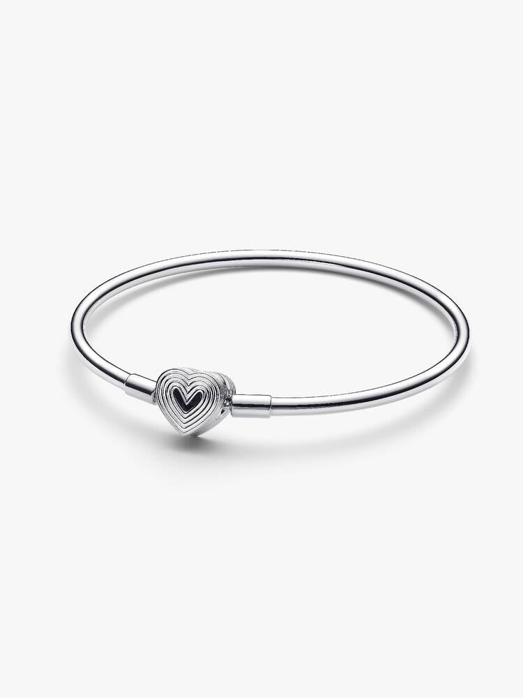 Carave Paris Silver Layered Heart Bangle Bracelet