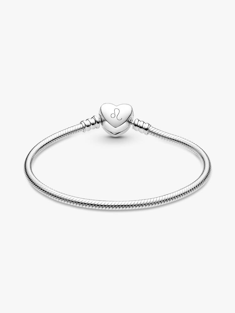 Sterling Silver Heart Clasp Snake Chain Bracelet