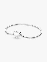 Sterling Silver Heart Clasp Snake Chain Bracelet