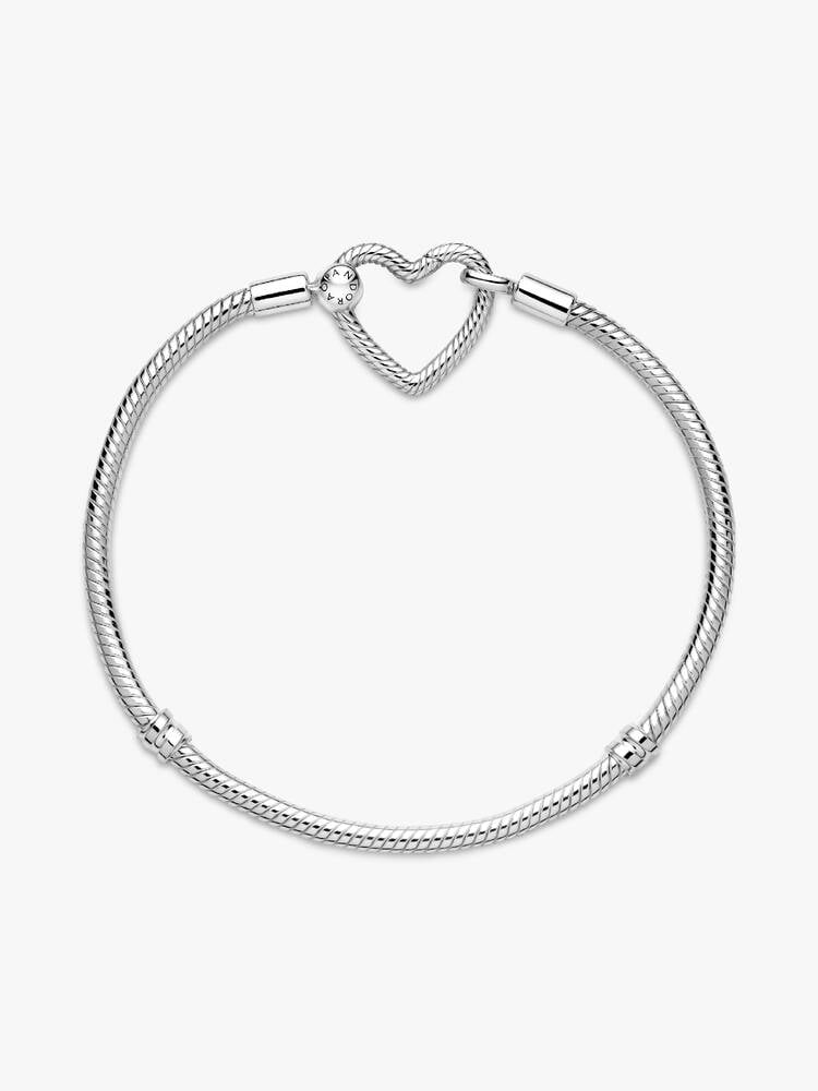 Sterling Silver Snake Chain Bracelet with Heart Clasp