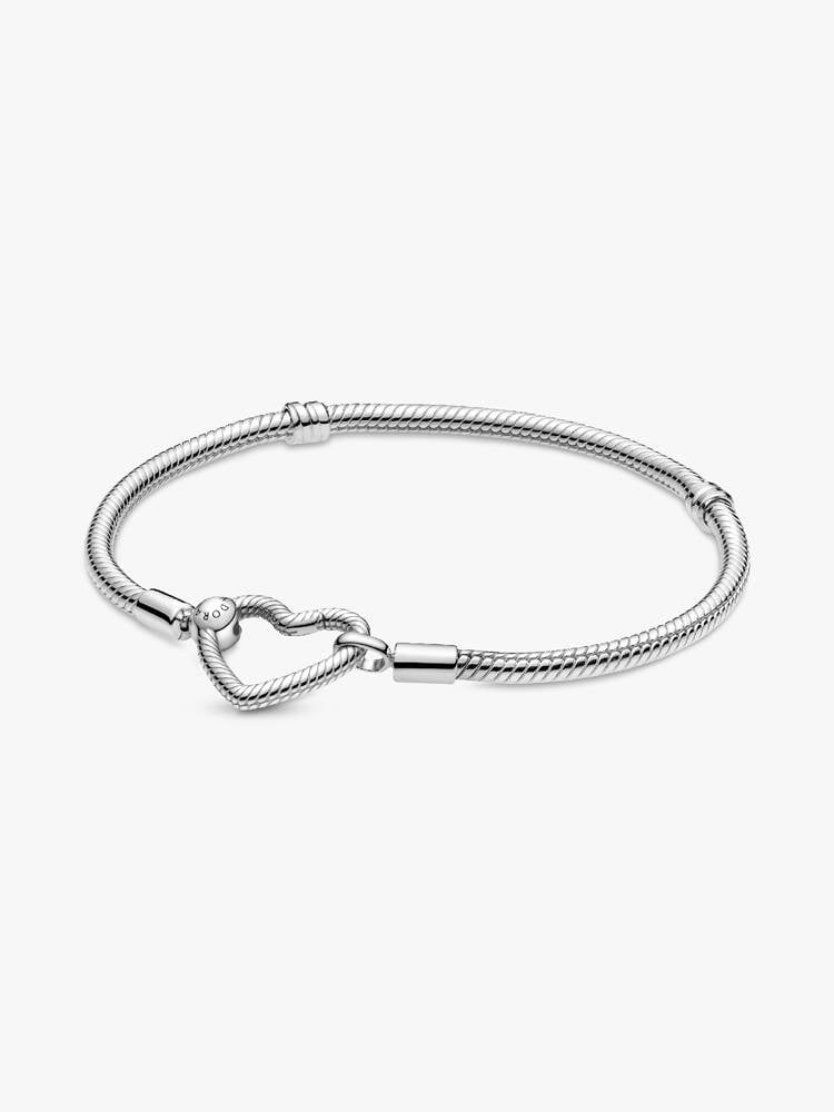 Sterling Silver Snake Chain Bracelet with Heart Clasp