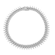 Sterling Silver Iced Spike Cuban Chain Necklace