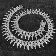 Sterling Silver Iced Spike Cuban Chain Necklace