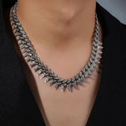 Sterling Silver Iced Spike Cuban Chain Necklace