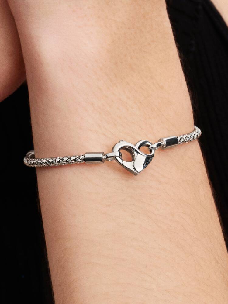 Sterling Silver Infinity Heart Clasp Chain Bracelet