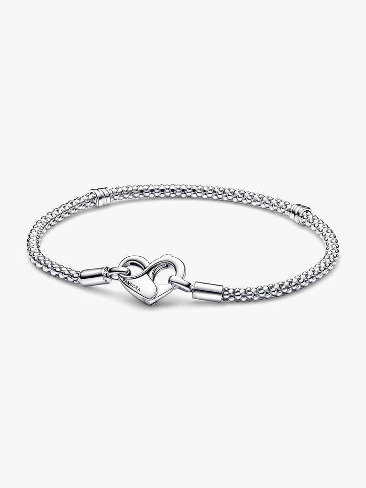 Sterling Silver Infinity Heart Clasp Chain Bracelet