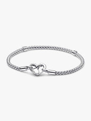 Sterling Silver Infinity Heart Clasp Chain Bracelet