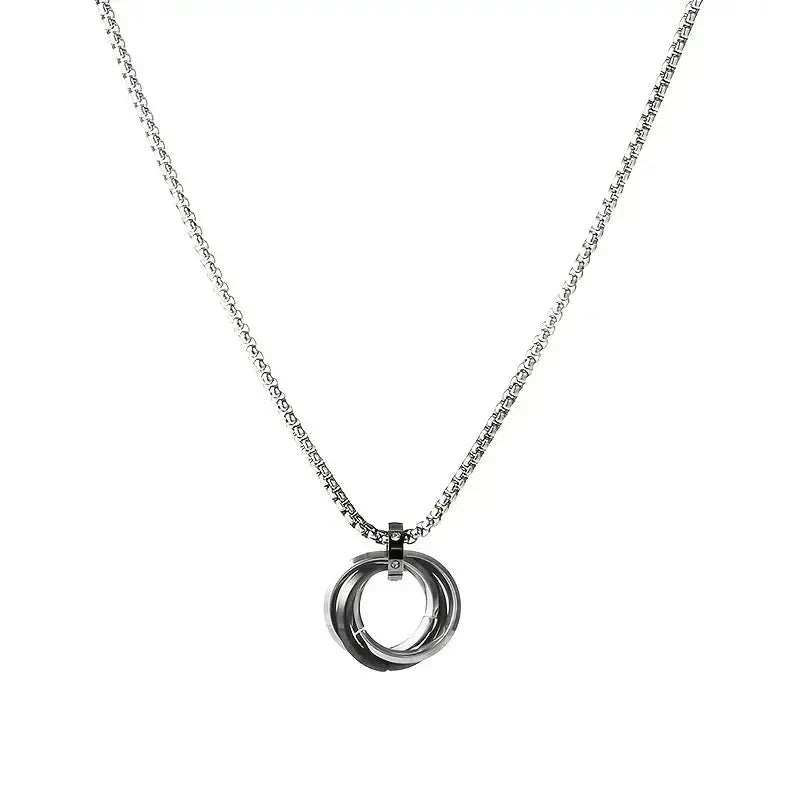Sterling Silver Interlocking Rings Pendant Necklace