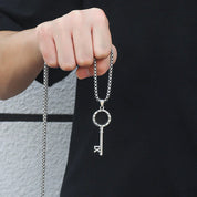 Sterling Silver Minimal Key Pendant Chain Necklace