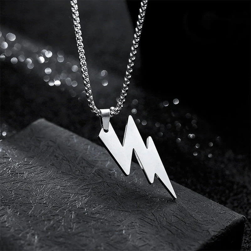 Sterling Silver Lightning Bolt Pendant Necklace