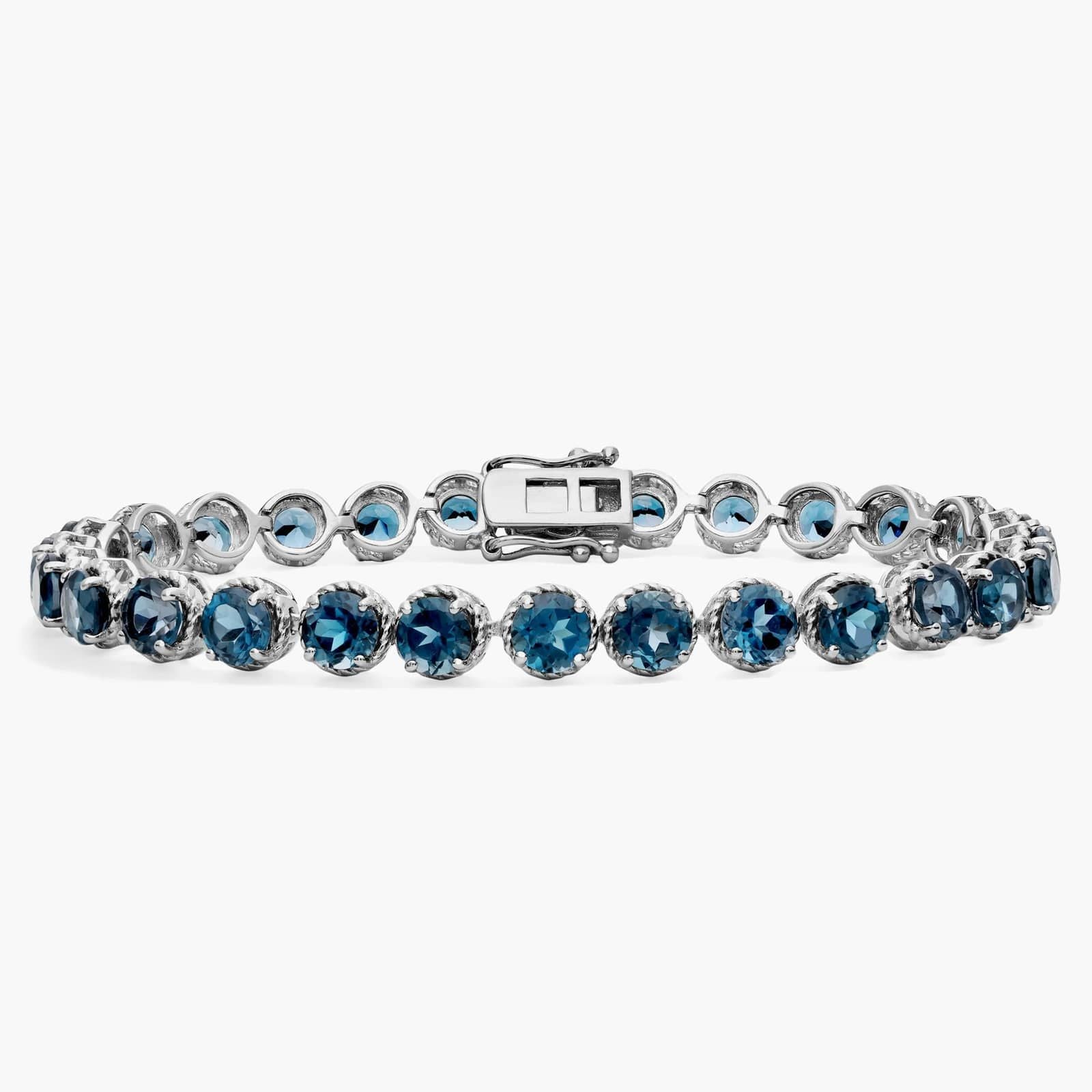 Sterling Silver London Blue Topaz Tennis Bracelet