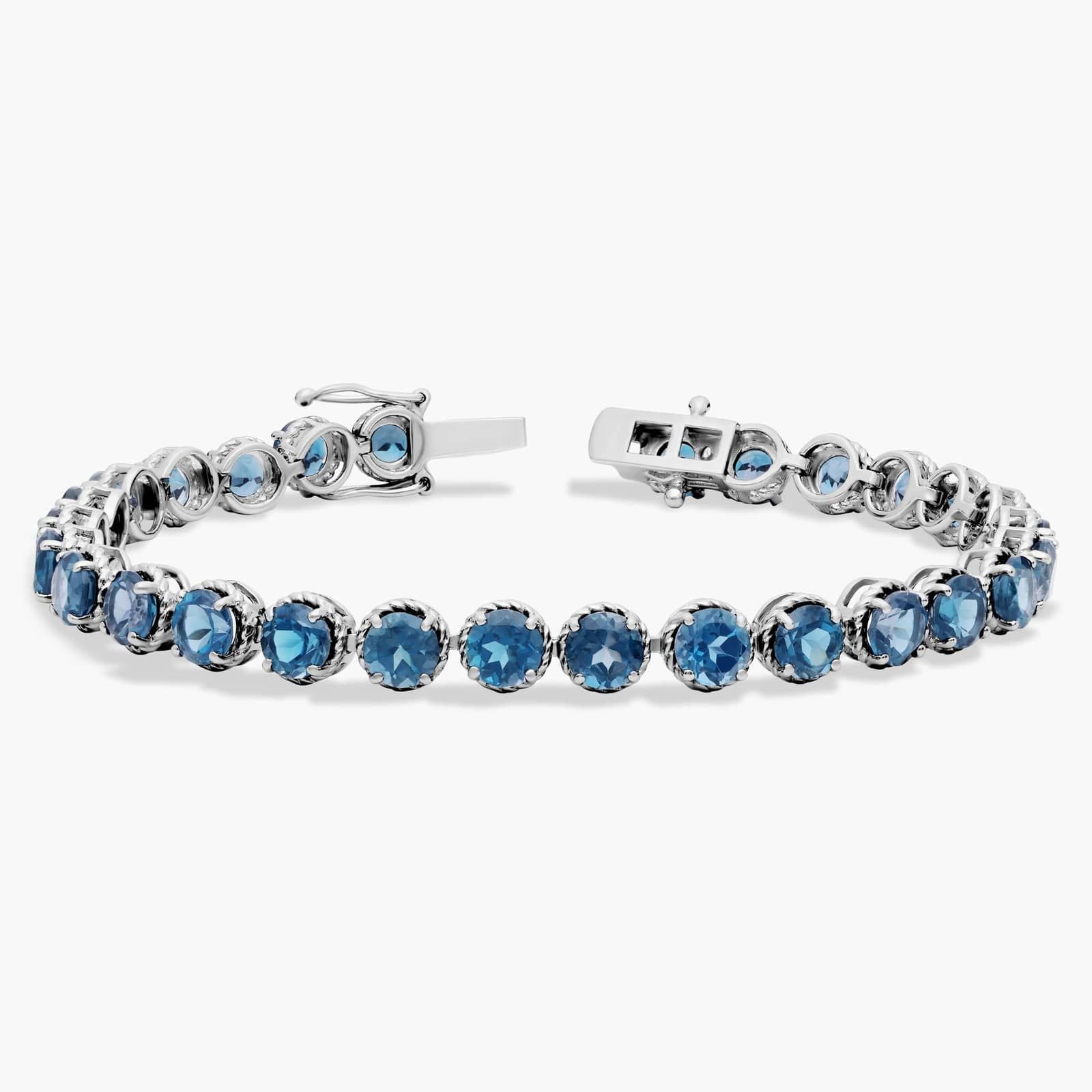 Sterling Silver London Blue Topaz Tennis Bracelet