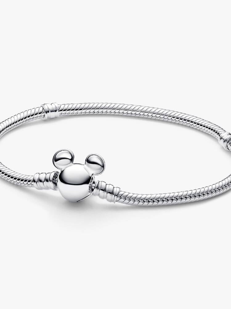 Sterling Silver Snake Chain Bracelet with Character Clasp