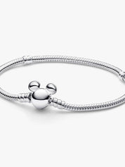 Sterling Silver Snake Chain Bracelet with Character Clasp