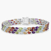 Sterling Silver Multi Gemstone Tennis Bracelet