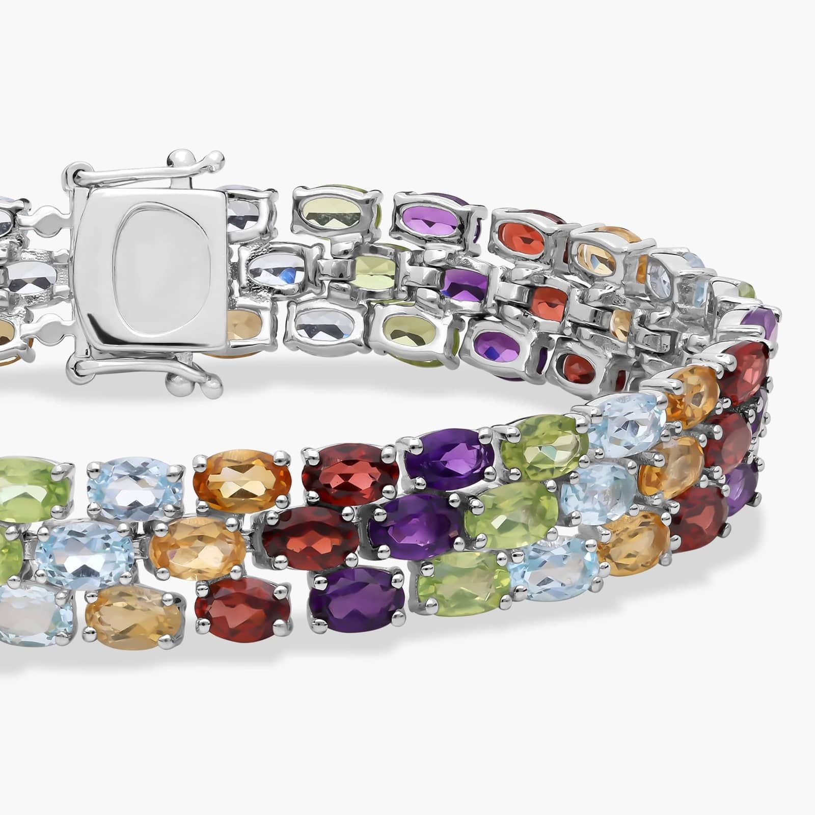 Sterling Silver Multi Gemstone Tennis Bracelet