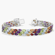 Sterling Silver Multi Gemstone Tennis Bracelet