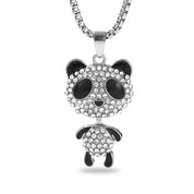 Sterling Silver Panda Charm Cubic Zirconia Pendant Necklace
