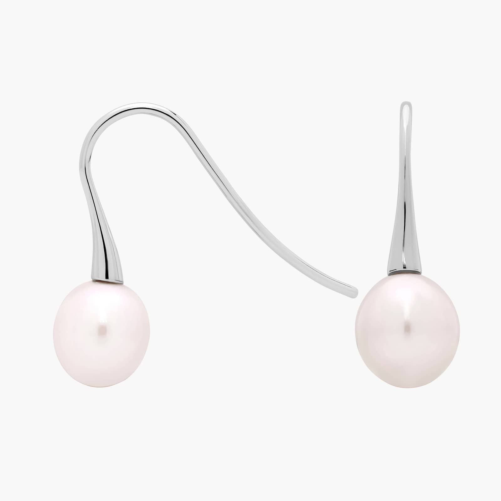 Sterling Silver Pearl Drop Hook Earrings