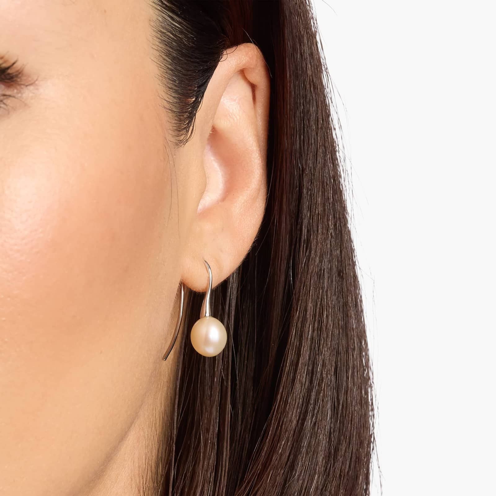 Sterling Silver Pearl Drop Hook Earrings