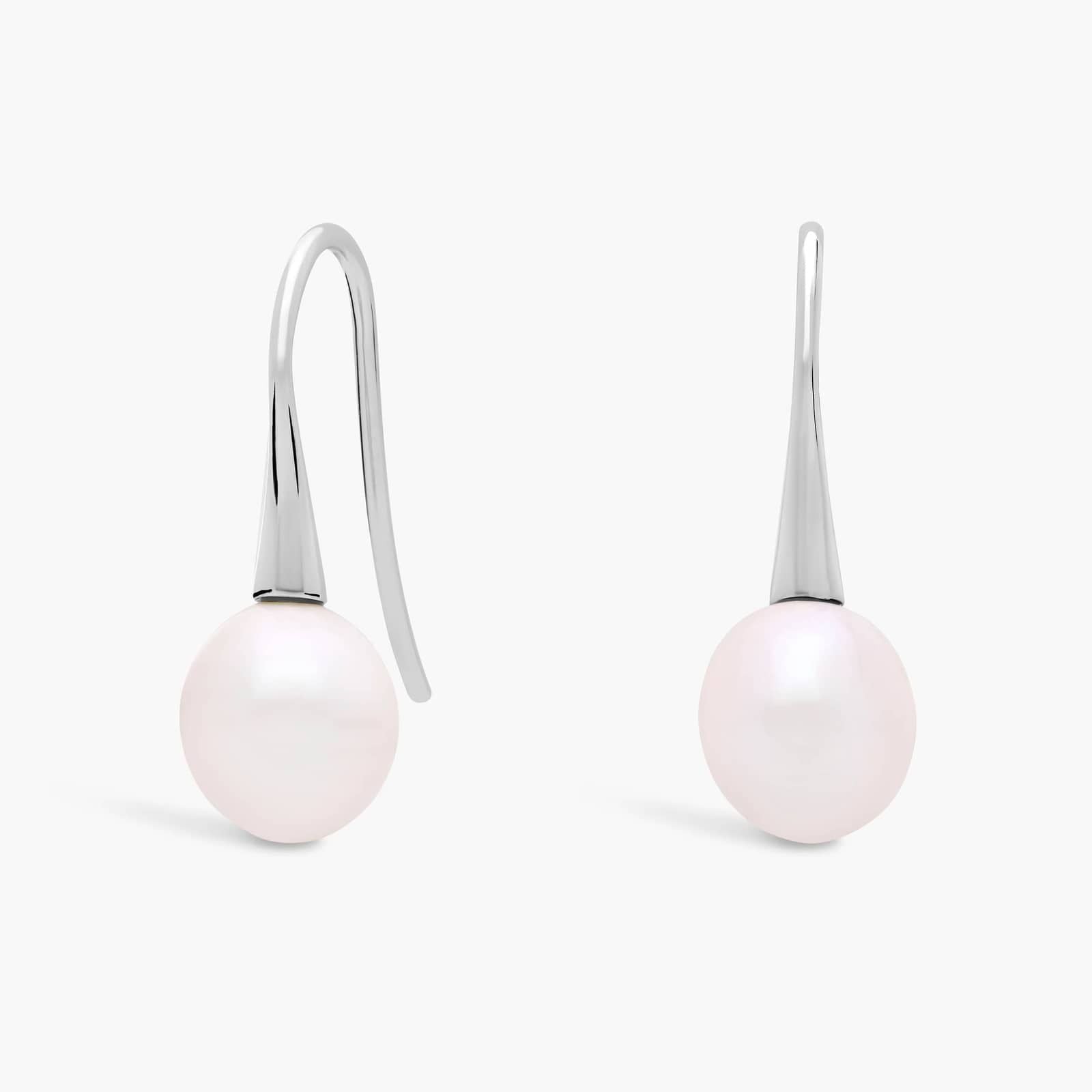 Sterling Silver Pearl Drop Hook Earrings