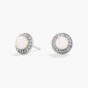 Sterling Silver Pearl Halo Stud Earrings