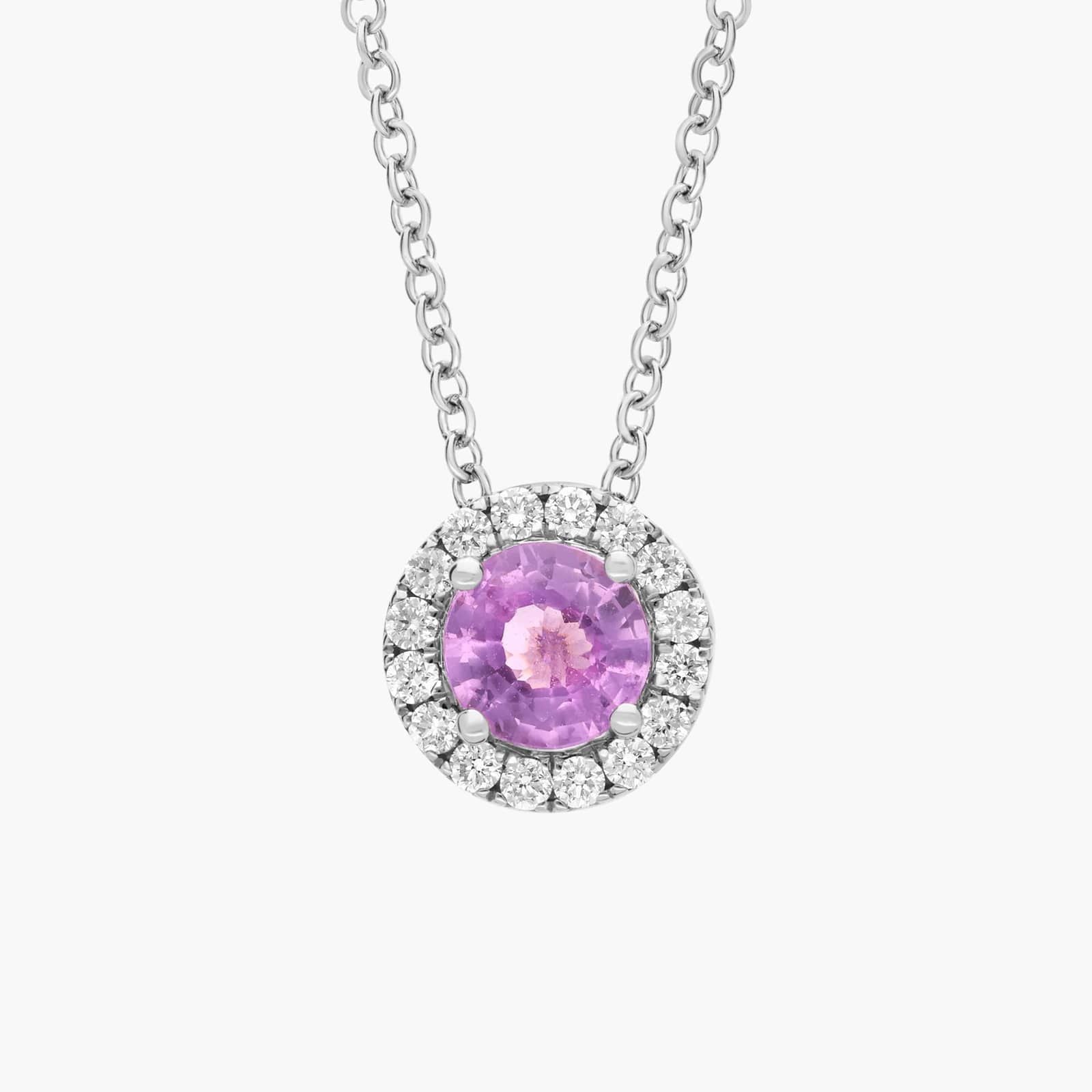 Carave Paris Pink Gemstone Halo Pendant Necklace