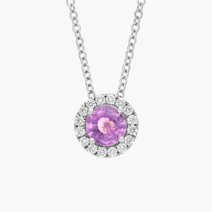Carave Paris Pink Gemstone Halo Pendant Necklace