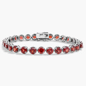 Sterling Silver Red Gemstone Tennis Bracelet