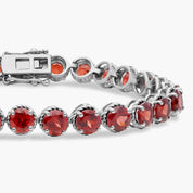 Sterling Silver Red Gemstone Tennis Bracelet