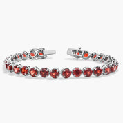 Sterling Silver Red Gemstone Tennis Bracelet