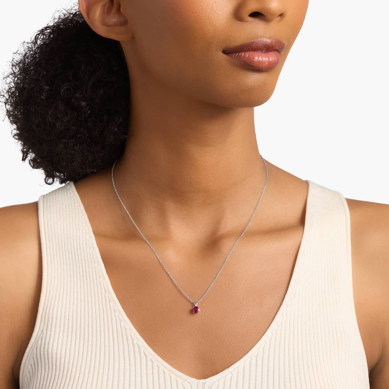 Carave Paris Ruby Red Solitaire Pendant Necklace