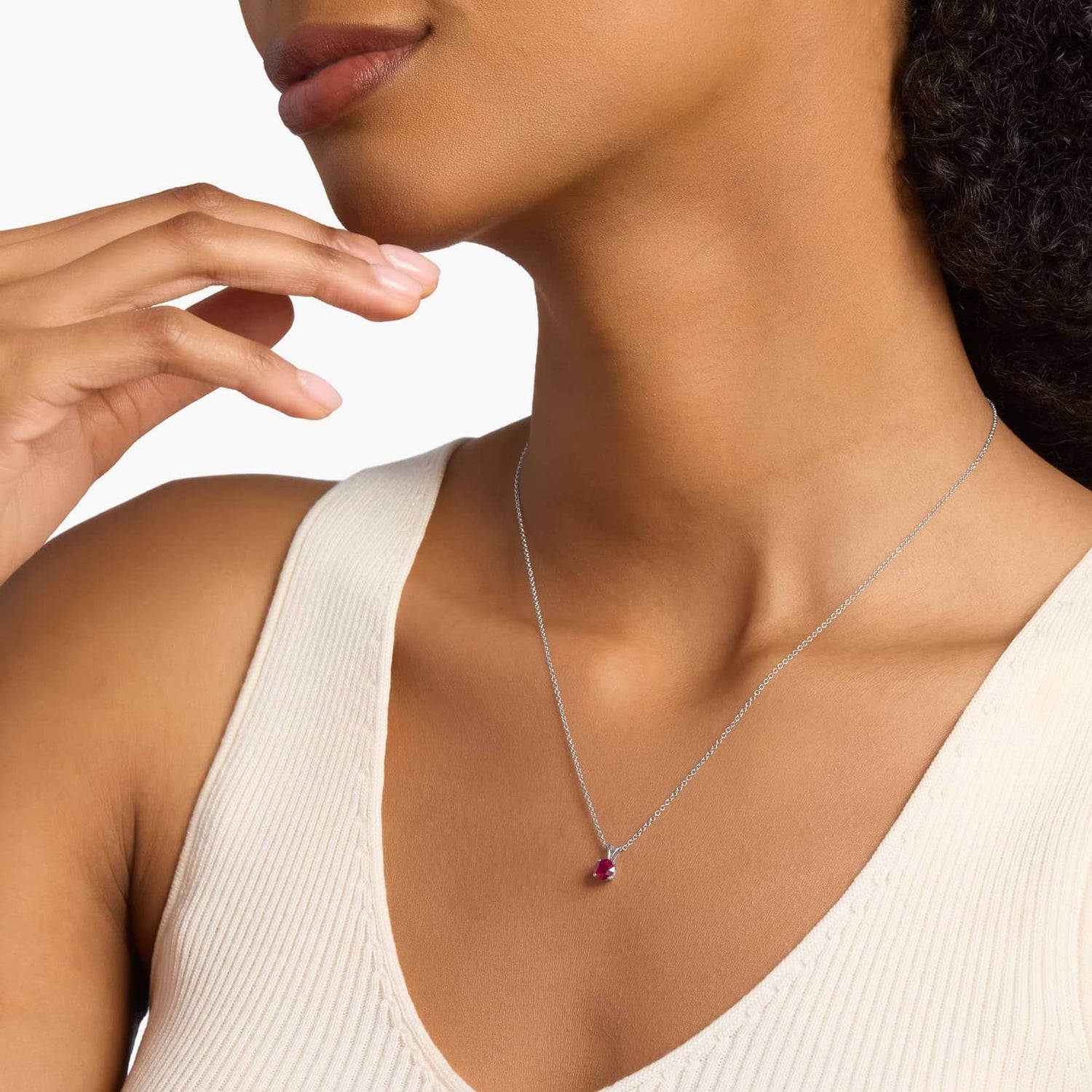 Carave Paris Ruby Red Solitaire Pendant Necklace