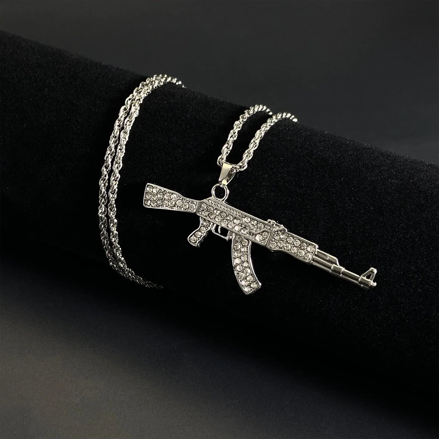 Sterling Silver Rifle Pendant Necklace for Men