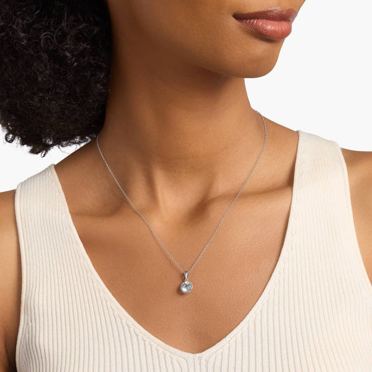 Carave Paris Aquamarine Rope Halo Solitaire Pendant Necklace