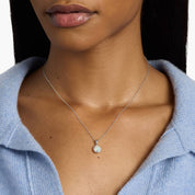 Sterling Silver Round Opal Rope Border Pendant Necklace