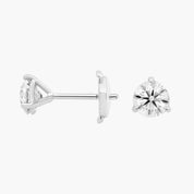 Elegant Round Diamond Stud Earrings in White Gold with Push Back Closure