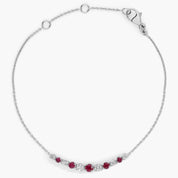 Sterling Silver Ruby Diamond Chain Bracelet