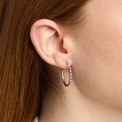 Sterling Silver Ruby and Diamond Hoop Earrings