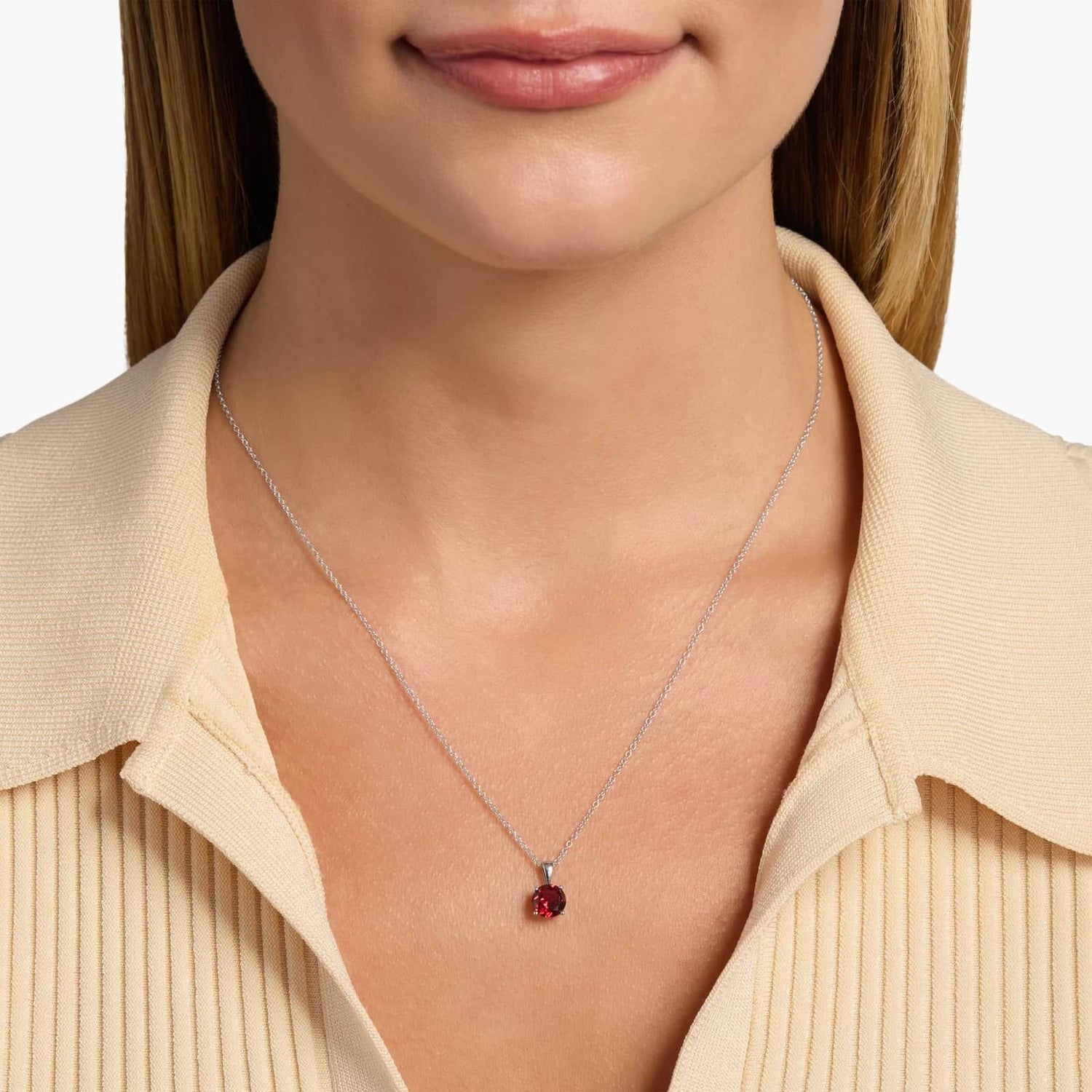Carave Paris Garnet Solitaire Pendant Necklace