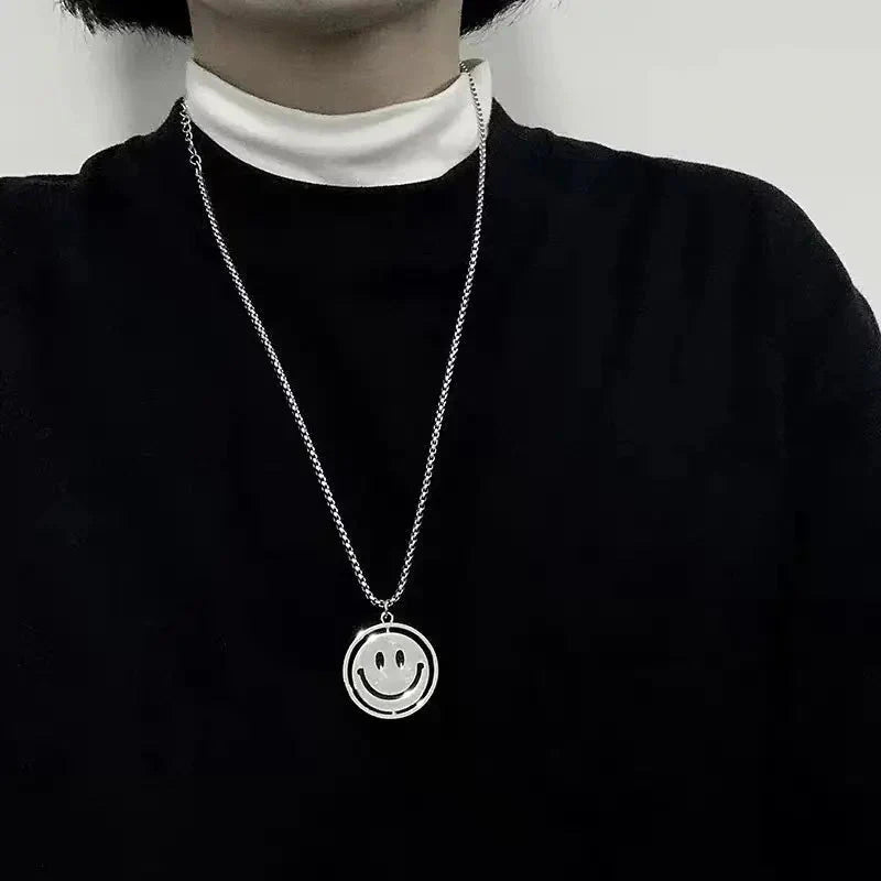 Sterling Silver Sad Face Emoji Pendant Necklace