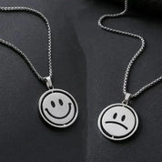 Sterling Silver Sad Face Emoji Pendant Necklace