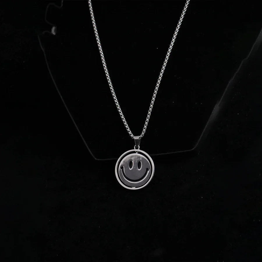 Sterling Silver Sad Face Emoji Pendant Necklace
